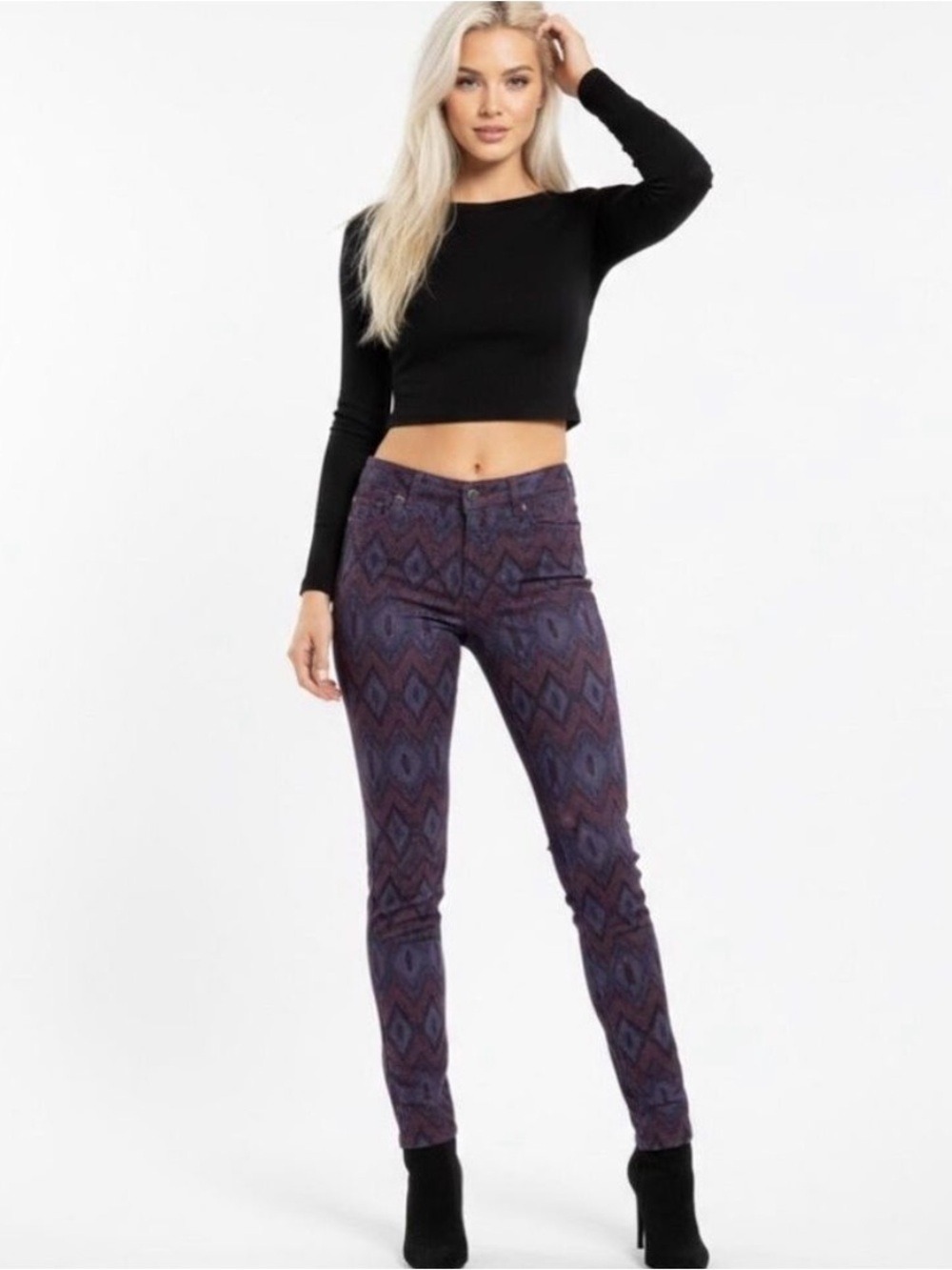 Free People Purple Aztec Tribal Print Jeans - Size 30
